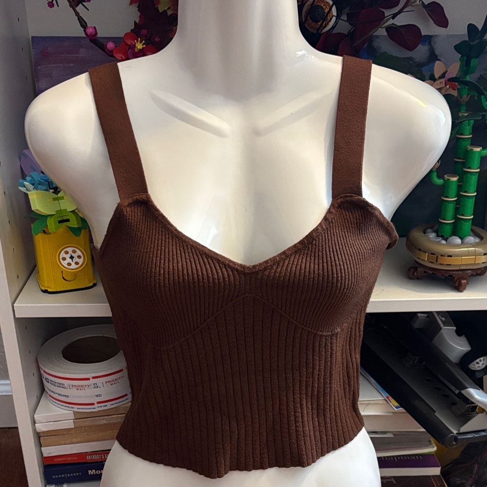 Forever 21 Chocolate Ribbed Knit Top